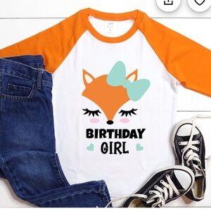 Orange and White Birthday Girl Raglan Tee